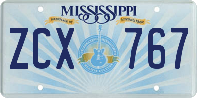 MS license plate ZCX767