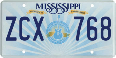 MS license plate ZCX768