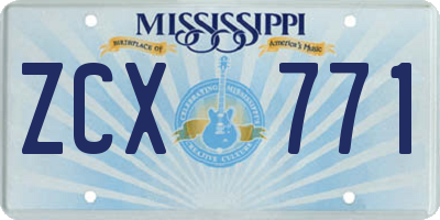 MS license plate ZCX771