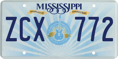 MS license plate ZCX772