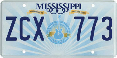 MS license plate ZCX773
