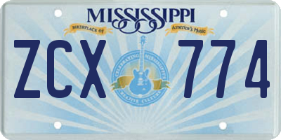 MS license plate ZCX774