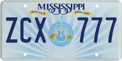 MS license plate ZCX777
