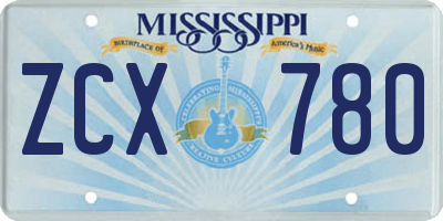 MS license plate ZCX780