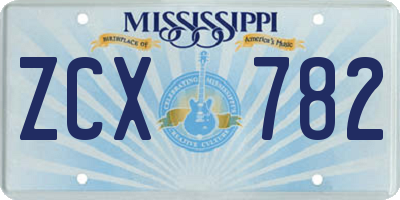 MS license plate ZCX782