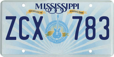 MS license plate ZCX783