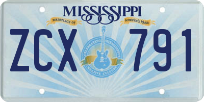 MS license plate ZCX791