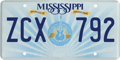 MS license plate ZCX792