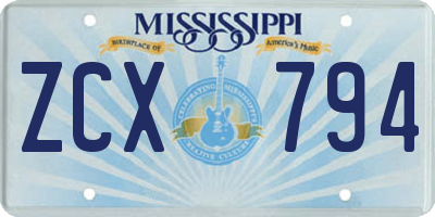 MS license plate ZCX794