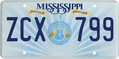 MS license plate ZCX799