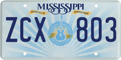 MS license plate ZCX803