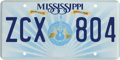 MS license plate ZCX804