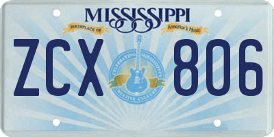 MS license plate ZCX806