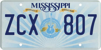 MS license plate ZCX807