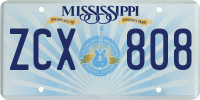 MS license plate ZCX808