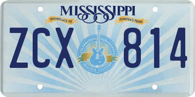 MS license plate ZCX814