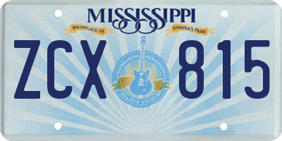 MS license plate ZCX815