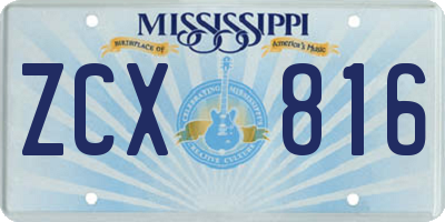 MS license plate ZCX816