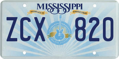 MS license plate ZCX820