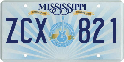 MS license plate ZCX821