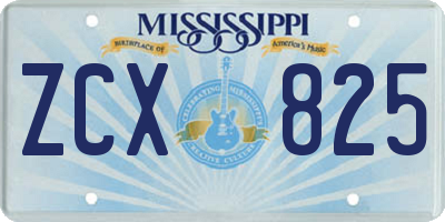 MS license plate ZCX825