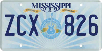 MS license plate ZCX826