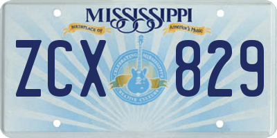 MS license plate ZCX829