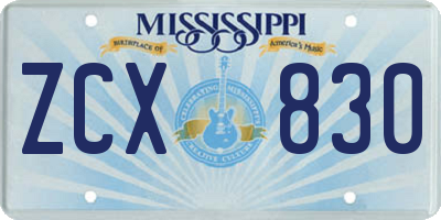 MS license plate ZCX830