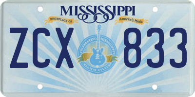 MS license plate ZCX833