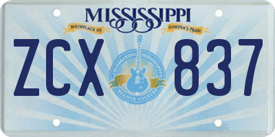 MS license plate ZCX837