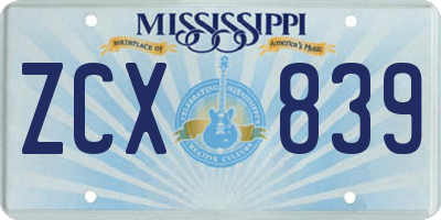 MS license plate ZCX839