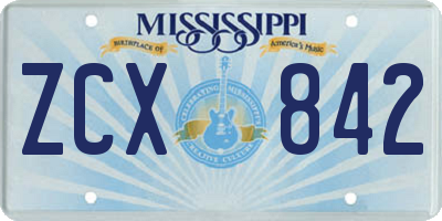 MS license plate ZCX842