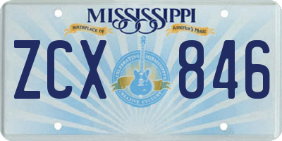 MS license plate ZCX846