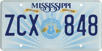 MS license plate ZCX848