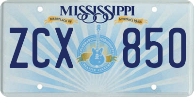MS license plate ZCX850