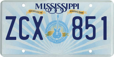MS license plate ZCX851