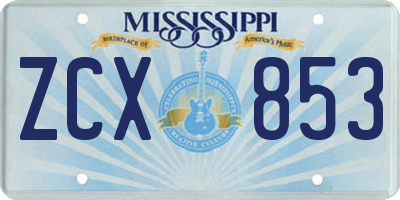 MS license plate ZCX853