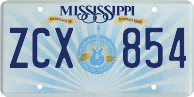 MS license plate ZCX854