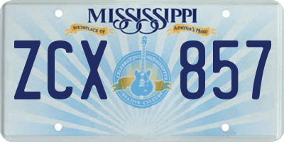 MS license plate ZCX857