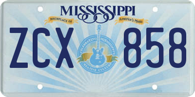 MS license plate ZCX858