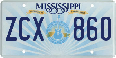 MS license plate ZCX860