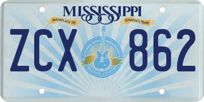 MS license plate ZCX862
