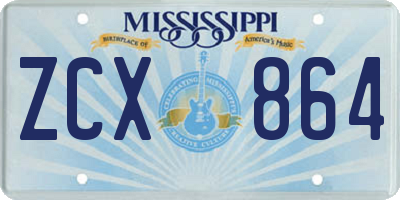 MS license plate ZCX864