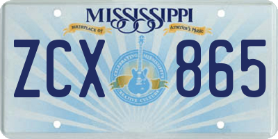 MS license plate ZCX865