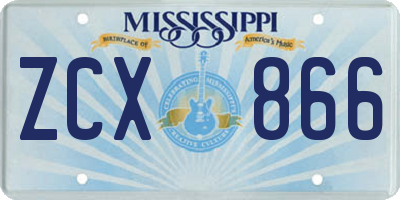 MS license plate ZCX866