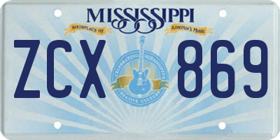 MS license plate ZCX869