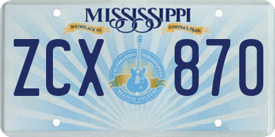 MS license plate ZCX870