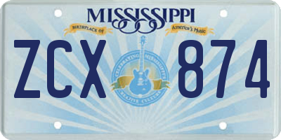 MS license plate ZCX874