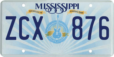 MS license plate ZCX876