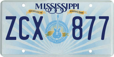 MS license plate ZCX877